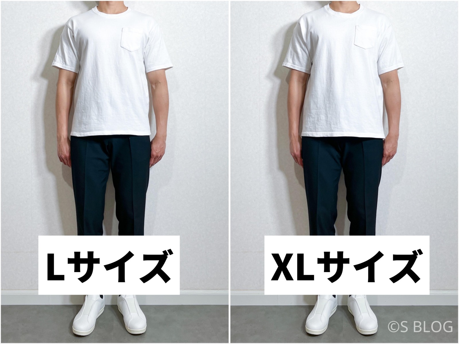ライフマックス 10.2オンス スーパーヘビーウェイトTシャツ LサイズとXLサイズのサイズ感を比較